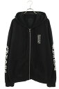 クロムハーツ Chrome Hearts サイズ:XL SWTSHRT HD ZIP 袖ロゴプリントジップアップパーカー(ブラック×シルバー)【716052】【SJ02】【メンズ】【中古】bb396#rinkan*B
