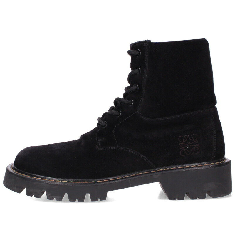 ロエベ LOEWE　サイズ:41 レースアップスエードブーツ(ブラック)【716052】【SB01】【メンズ】【小物】【中古】bb78#rinkan*B