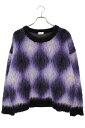 セリーヌ CELINE サイズ:XS 2AA24606S アーガイル柄モヘアクルーネックニット(パープル調)【107052】【BS99】【メンズ】【中古】bb3...