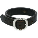 クロムハーツ Chrome Hearts GUNSLINGER ガンスリンガークロスボール レザーブレスレット(ブラック×シルバー 総重量34.91g)【226052】【GZ11】【小物】【中古】bb33#rinkan*C