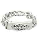 クロムハーツ Chrome Hearts サイズ:11LINK ID FLORAL CRS フローラルクロスIDクラシック シルバーブレスレット(シルバー 109.96g)【226052】【GZ11】【小物】【中古】bb76#rinkan*B
