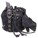 バレンシアガ BALENCIAGA 702431 ルカゴールXS BB総柄デニムショルダーバッグ(ブラック)【126052】【SB01】【小物】【中古】bb3...