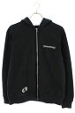クロムハーツ Chrome Hearts サイズ:S THRML HD ZIP 裏地サーマルジップ バックロゴプリントダガージップパーカー(ブラック×シルバー)【226052】【SJ02】【メンズ】【中古】bb377#rinkan*C