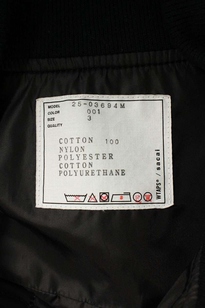 サカイ Sacai　×ダブルタップス WTAPS サイズ:3 25SS 25-03694M Cotton Back Satin Jacket ドッキングジャケットブルゾン(ブラック)【629052】【SB01】【メンズ】【中古】bb51#rinkan*B