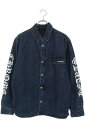 クロムハーツ Chrome Hearts サイズ:L WORKN JNKYD PLD アームロゴプリント中綿シャツブルゾン(インディゴ×シルバー)【326052...