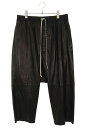 リックオウエンス Rick Owens サイズ:52 25SS RU01E5381-LBY ドローストリングレザークロップドパンツ(ブラック)【107052】【BS99】【メンズ】【中古】bb328#rinkan*A