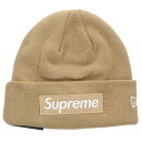 シュプリーム SUPREME ×ニューエラ New Era 23AW New Era Box Logo Beanie ボックスロゴビーニー(ベージュ)【107052】【BS99】【小物】【中古】bb328#rinkan*S