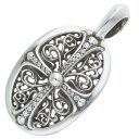 クロムハーツ Chrome Hearts CLSC OVAL P DMND クラシックオーバル PAVEダイヤ シルバーネックレストップ(シルバー×クリア 5.14g)【926052】【OS06】【小物】【中古】bb62#rinkan*B(4)