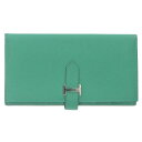 エルメス HERMES ベアンスフレ A刻印 シルバー金具エプソン長財布(グリーン×シルバー)【526052】【SB01】【小物】【中古】bb297#rinkan*B(4)