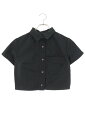 クロムハーツ Chrome Hearts サイズ:S クロスパッチクロスボールボタンナイロン半袖シャツ(ブラック×シルバー)【526052】【SS07】【レディース】【中古】bb377#rinkan*B