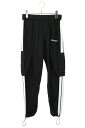 パームエンジェルス Palm Angels サイズ:XS PMCF015C99FAB001 サイドライン ロゴプリントナイロンカーゴロングパンツ(ブラック)【107052】【BS99】【メンズ】【中古】bb315#rinkan*B