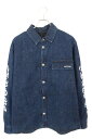 クロムハーツ Chrome Hearts サイズ:L WORKN JNKYD PLD アームロゴプリント中綿シャツブルゾン(インディゴ×ホワイト)【626052...