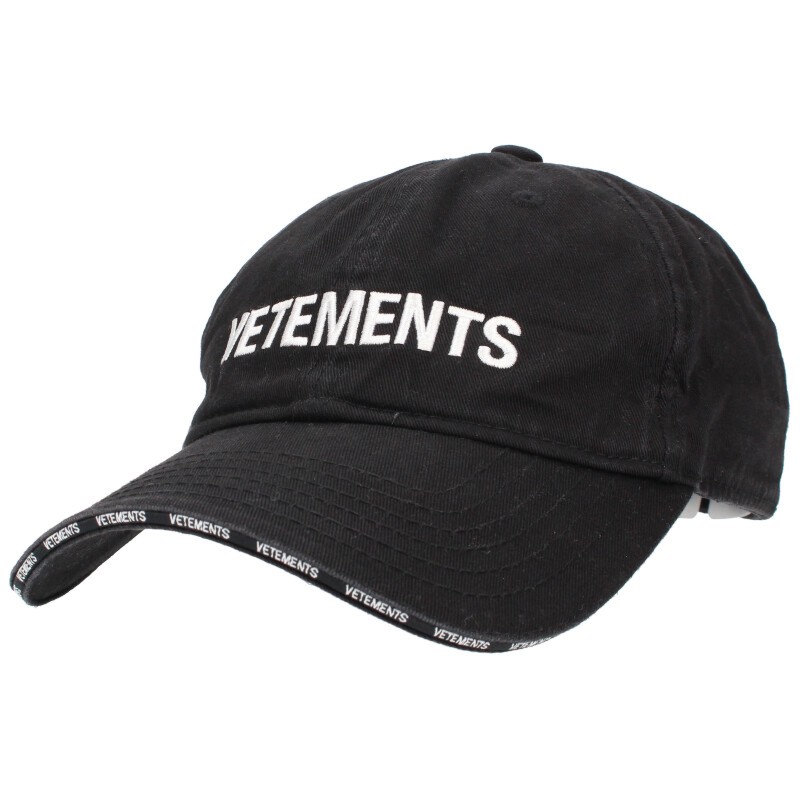 ヴェトモン VETEMENTS UA53CA150B ロゴ刺繍ベースボールキャップ(ブラック)【626052】【BS99】【小物】【中古】bb380#rinkan*B