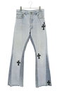 クロムハーツ Chrome Hearts ×ギャラリーデプト GALLERY DEPT サイズ:28インチ クロスパッチ付きカットオフデニムパンツ(インディゴ×ブラック×シルバー)【826052】【SS07】【レディース】【中古】bb412#rinkan*B