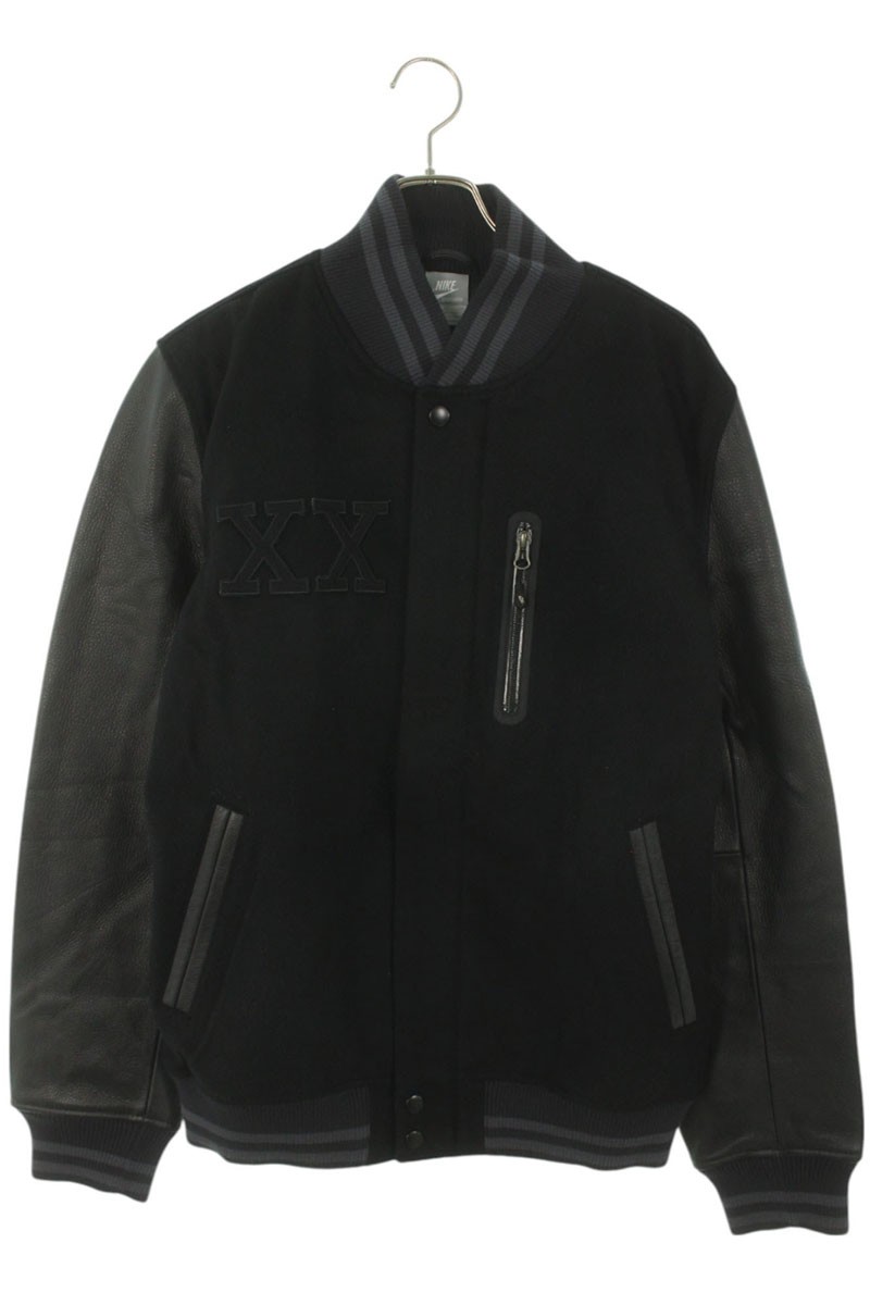 ナイキ NIKE サイズ:XL 507682-011 レザー切替スタジャンブルゾン(ブラック)【726052】【BS99】【メンズ】【中古】bb33#rinkan*A