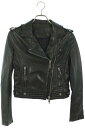 クロムハーツ Chrome Hearts サイズ:S ダブルジップレザーライダースレザージャケット(ブラック×シルバー)【826052】【SJ02】【レディース】【中古】bb415#rinkan*B