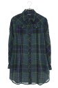 クロムハーツ Chrome Hearts サイズ:XS クロスパッチ付きクロスボールボタンチェック長袖シャツ(ブラック×グリーン調)【826052】【SS07】【レディース】【中古】bb406#rinkan*A