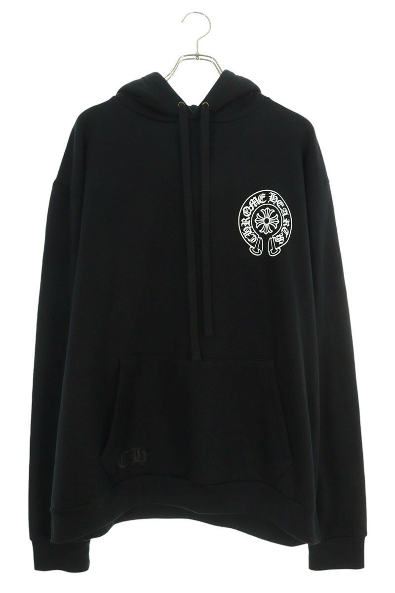 クロムハーツ Chrome Hearts　サイズ:L SWTSHRT PLVR LTD 東京限定ホースシューバックプリントプルオーバーパーカー(ブラック×シルバー)【107052】【SS13】【メンズ】【中古】bb310#rinkan*B