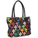 クロムハーツ Chrome Hearts FS TOTE FSトート マルチクロスパッチ付きレザートートバッグ(ブラック×マルチ×シルバー)【926052】【...