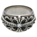 クロムハーツ Chrome Hearts サイズ:19号 FLRL CRS P DMND フローラルクロス PAVEダイヤ シルバーリング(シルバー×クリア 17.92g)【926052】【GZ11】【小物】【中古】bb376#rinkan*B