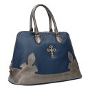 クロムハーツ Chrome Hearts #2 SLOUCHY MO スラウチー フィリグリー装飾フレアニースエードレザーハンドバッグ(ネイビー×シルバー)【...