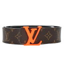 ルイヴィトン LOUISVUITTON サイズ:100 MP216 クラウド サンチュールLVシェイプ LVバックル総柄ベルト(ブラウン×オレンジ)【10705...