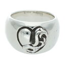 クロムハーツ Chrome Hearts サイズ:8号 HEART IN BAND ハートインバンド シルバーリング(シルバー 12.42g)【407052】【GZ11】【小物】【中古】bb92#rinkan*B