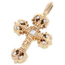 クロムハーツ Chrome Hearts 22K CHARM FILIGREE TINY P DMND タイニーフィリグリー PAVEダイヤ ゴールドネックレストップ(イエローゴールド×クリア 8.35g)【207052】【NO05】【小物】【中古】bb432#rinkan*B