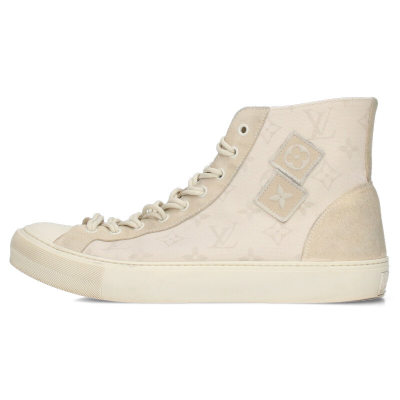 ルイヴィトン LOUISVUITTON　サイズ:7.5 モノグラムキャンバスハイカットスニーカー(オフホワイト調)【607052】【BS99】【メンズ】【小物】【中古】bb17#rinkan*B