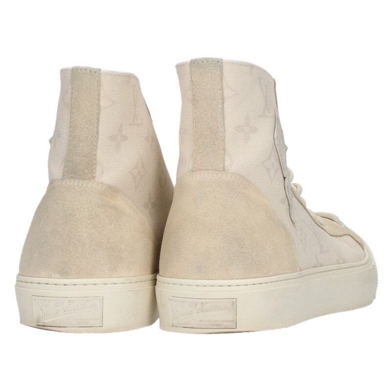 ルイヴィトン LOUISVUITTON　サイズ:7.5 モノグラムキャンバスハイカットスニーカー(オフホワイト調)【607052】【BS99】【メンズ】【小物】【中古】bb17#rinkan*B