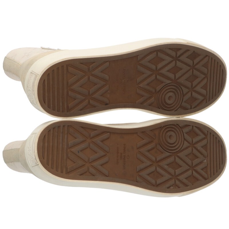 ルイヴィトン LOUISVUITTON　サイズ:7.5 モノグラムキャンバスハイカットスニーカー(オフホワイト調)【607052】【BS99】【メンズ】【小物】【中古】bb17#rinkan*B