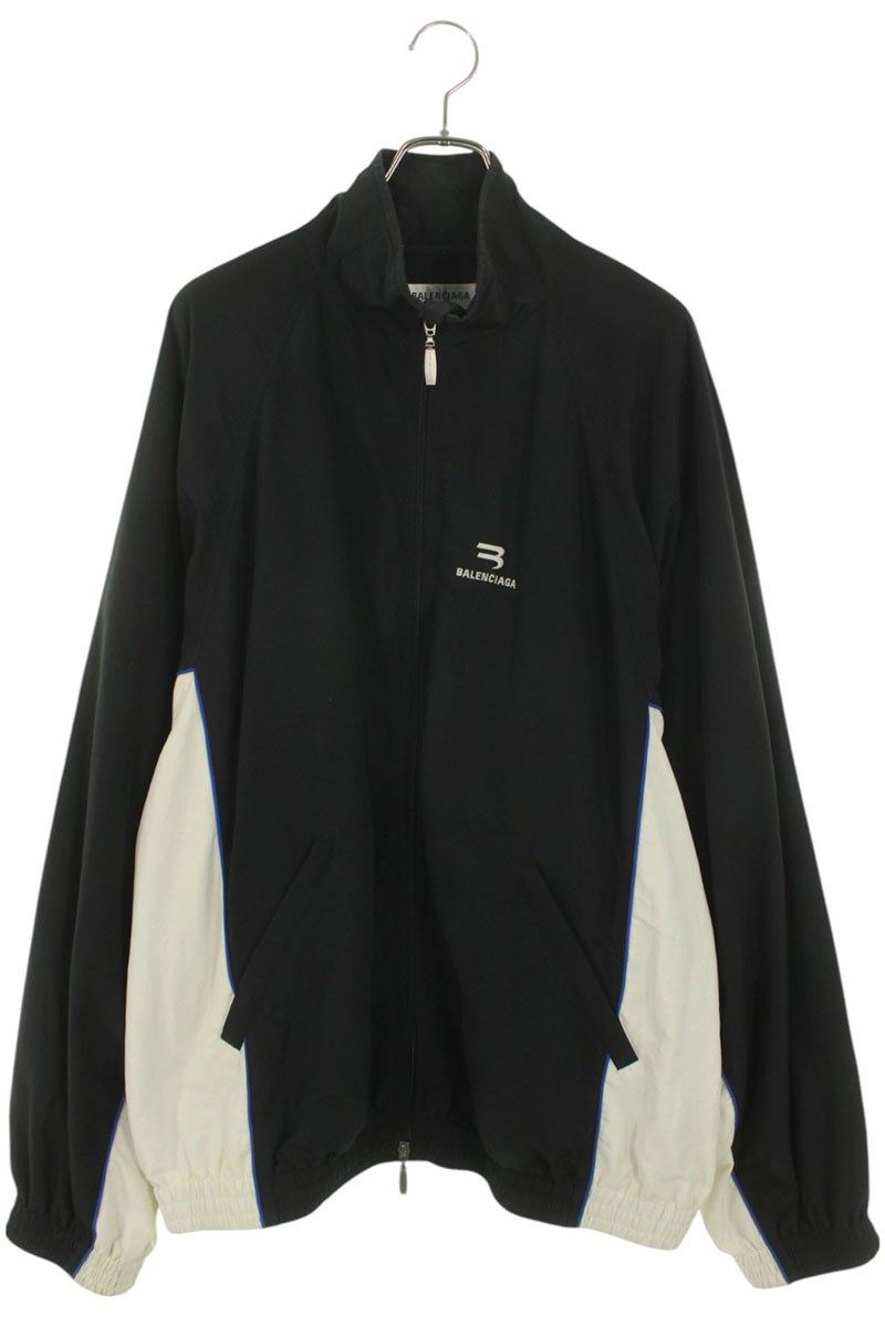バレンシアガ BALENCIAGA サイズ:S 698875 TKO48 ナイロントラックブルゾン(ブラック×ホワイト×ブルー)【407052】【SB01】【メンズ】【中古】bb212#rinkan*B