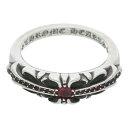クロムハーツ Chrome Hearts サイズ:11号 BABY CLSC P RUBY ベイビークラシックフローラルクロス PAVEルビー シルバーリング(シルバー×レッド 5.36g)【407052】【SS07】【小物】【中古】bb377#rinkan*B