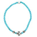 クロムハーツ Chrome Hearts 4mm BEAD 4mmビーズブレス BEAD15 4mmターコイズビーズブレスレット(ブルー×シルバー 総重量10...