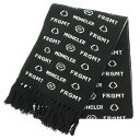モンクレール MONCLER ×フラグメントデザイン fragment design SCIARPA ロゴ総柄ウールマフラー(ブラック)【907052】【BS99】【小物】【中古】【準新入荷】bb297#rinkan*S