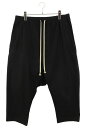 リックオウエンス Rick Owens サイズ:52 RF00M6381-TE ドローストリングサルエルクロップドパンツ(ブラック)【607052】【BS99】【メンズ】【中古】bb328#rinkan*B