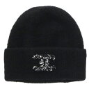 シャネル CHANEL ココマークスパンコール装飾カシミアビーニー(ブラック)【907052】【BS99】【小物】【中古】bb328#rinkan*S