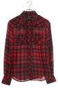 クロムハーツ Chrome Hearts サイズ:XS(JVP) スターボタンチェック長袖シャツ(レッド調×シルバー)【707052】【OM10】【メンズ】【中...