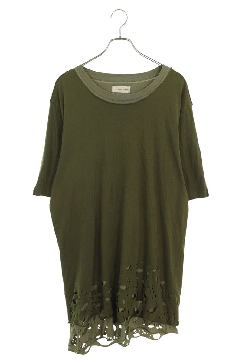 フェイスコネクション FAITH CONNEXION サイズ:XS ダメージ加工レイヤードTシャツ(グリーン調)【807052】【BS99】【メンズ】【中古】bb223#rinkan*B