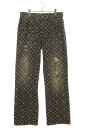 ルイヴィトン LOUISVUITTON サイズ:33インチ 22AW RM222 UZD HND63W モノグラムジャガードバギーデニムパンツデニムパンツ(グレ...