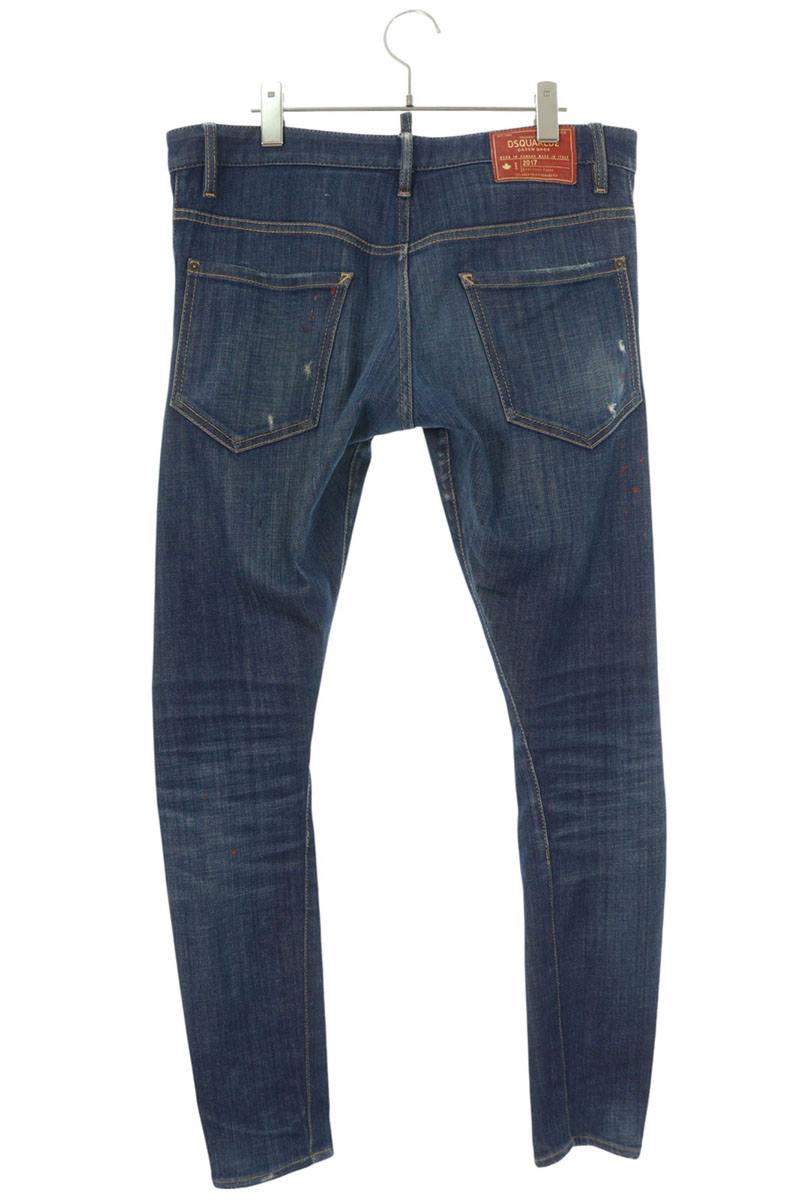 ディースクエアード DSQUARED2　サイズ:48 S74LB0268 ペイントクラッシュ加工デニムパンツ(インディゴ)【707052】【BS99】【メンズ】【中古】bb205#rinkan*B