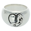 クロムハーツ Chrome Hearts サイズ:13号 HEART IN BAND ハートインバンド シルバーリング(シルバー 13.9g)【017052】【GZ11】【小物】【中古】bb92#rinkan*B