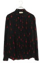 サンローランパリ SAINT LAURENT PARIS サイズ:40 15AW 376916 Y790J ギター総柄レーヨン長袖シャツ(ブラック×レッド)【907052】【OM10】【メンズ】【中古】bb223#rinkan*B