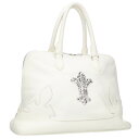 クロムハーツ Chrome Hearts #2 SLOUCHY MO スラウチー CHフレア装飾フレアニーレザーハンドバッグ(ホワイト×シルバー)【90705...