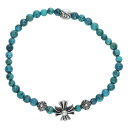クロムハーツ Chrome Hearts 4mm BEAD 4mmビーズブレス BEAD4mmビーズブレスレット(ブルー×シルバー 総重量9.53g)【317...