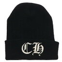 クロムハーツ Chrome Hearts WOOL WATCH CAP ウールワッチキャップ CHステッチアクリルニットキャップ(ブラック×ホワイト)【317052】【BS99】【小物】【中古】bb30#rinkan*B