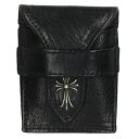 クロムハーツ Chrome Hearts タイニーCHクロスレザーフラップケース(ブラック)【907052】【SS07】【小物】【中古】bb33#rinkan*A