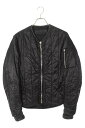 クロムハーツ Chrome Hearts サイズ:L クロスボール ダガージップレザートリムナイロンブルゾン(ブラック×シルバー)【209052】【SJ02】【メンズ】【中古】bb212#rinkan*B
