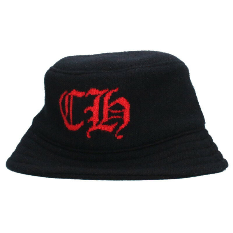 クロムハーツ Chrome Hearts サイズ:M U BUCKET JACOUARD KNIT CH CHロゴカシミアバケットハット(ブラック×レッド)【0...