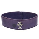 クロムハーツ Chrome Hearts サイズ:1 LEATHER CHOKER タイニーCHクロス付きレザーチョーカー(パープル 総重量34.47g)【517052】【GZ11】【小物】【中古】bb334#rinkan*B